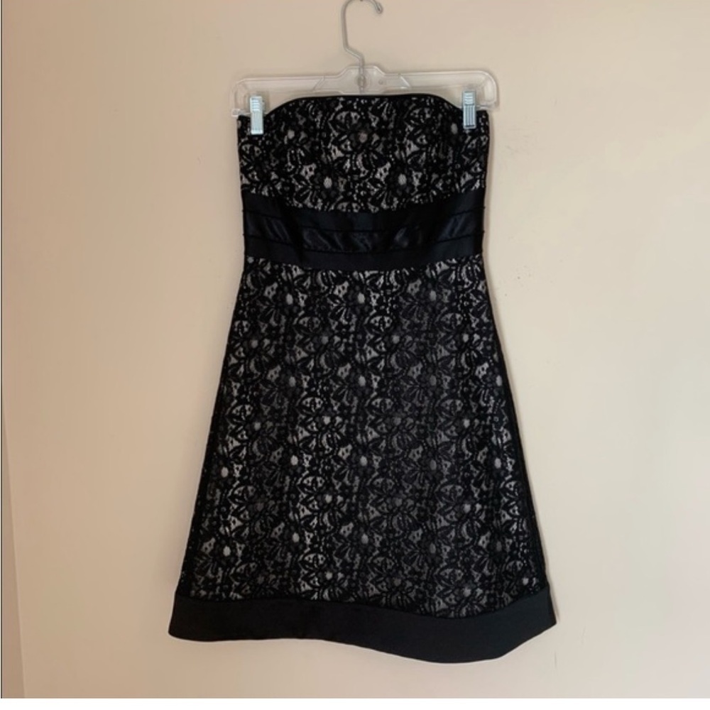White House Black Market Black strapless, Lace Dress size 2 wedding guest dress